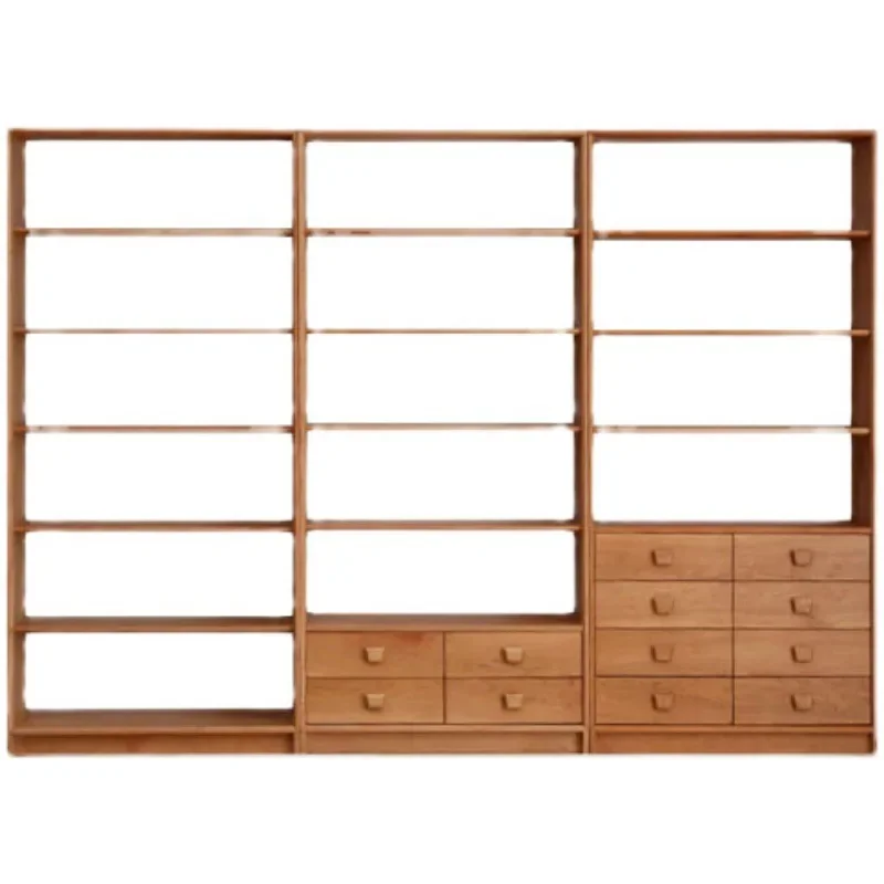 All solid wood cherry wood shelf bookcase combination modern simple wood wax oil study cabinet