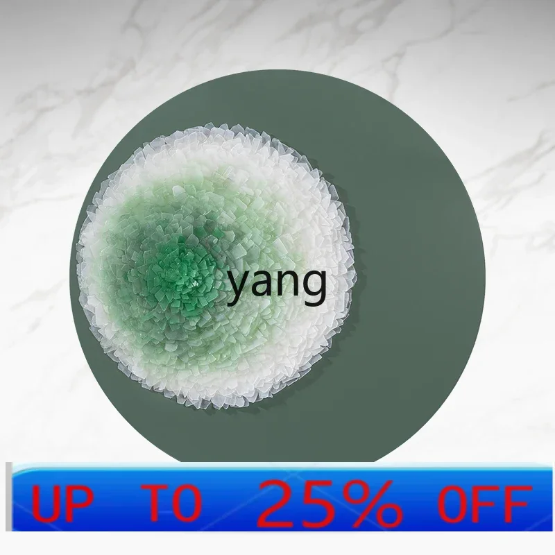 

LTT modern simple living room decorative painting round sea glass hand collage three-dimensional hanging painting