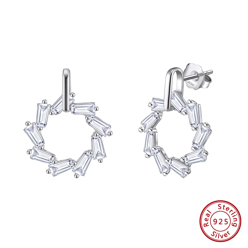 KISS MANDY luxe CZ pendentif rond fleur boucles d'oreilles 925 en argent Sterling Zircon oreille balancent mariée mariage bijoux cadeau APE134