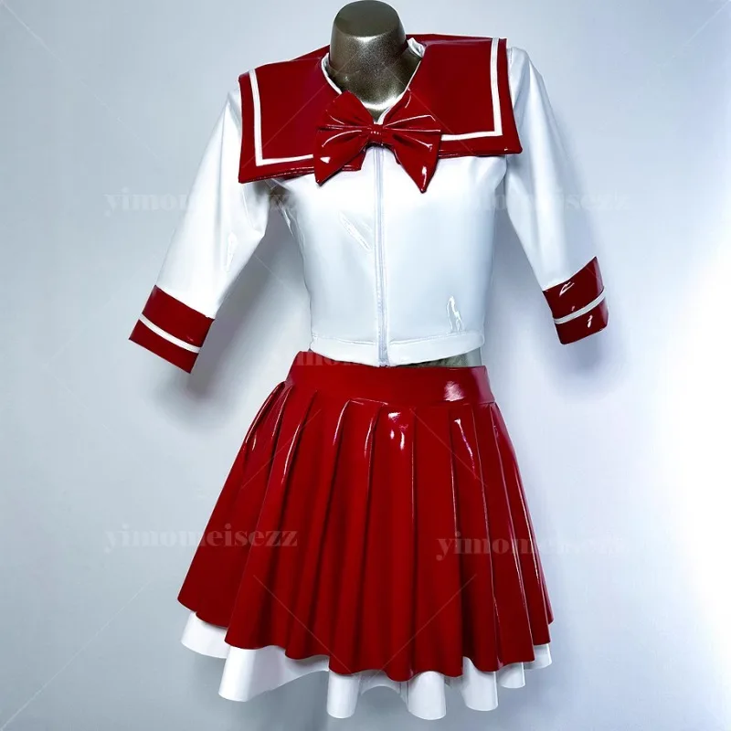 Customized JK Uniform Sailor Uniform Mid Sleeve Navy Collar Double Layer Color Blocked Pleated Skirt Role Cosplay Dress 054