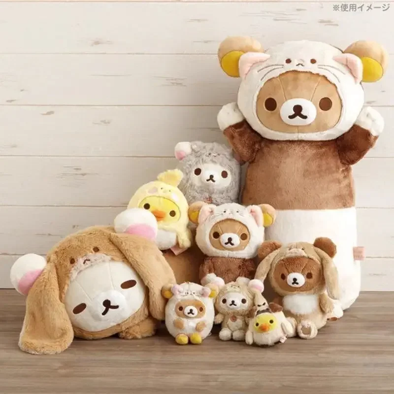 In Stock Rilakkuma Kawaii Plushies 48cm Japanese Original Cute Animal Relaxed Bear Cos Ferret Plush Doll Pillow Doll Lazy Bear