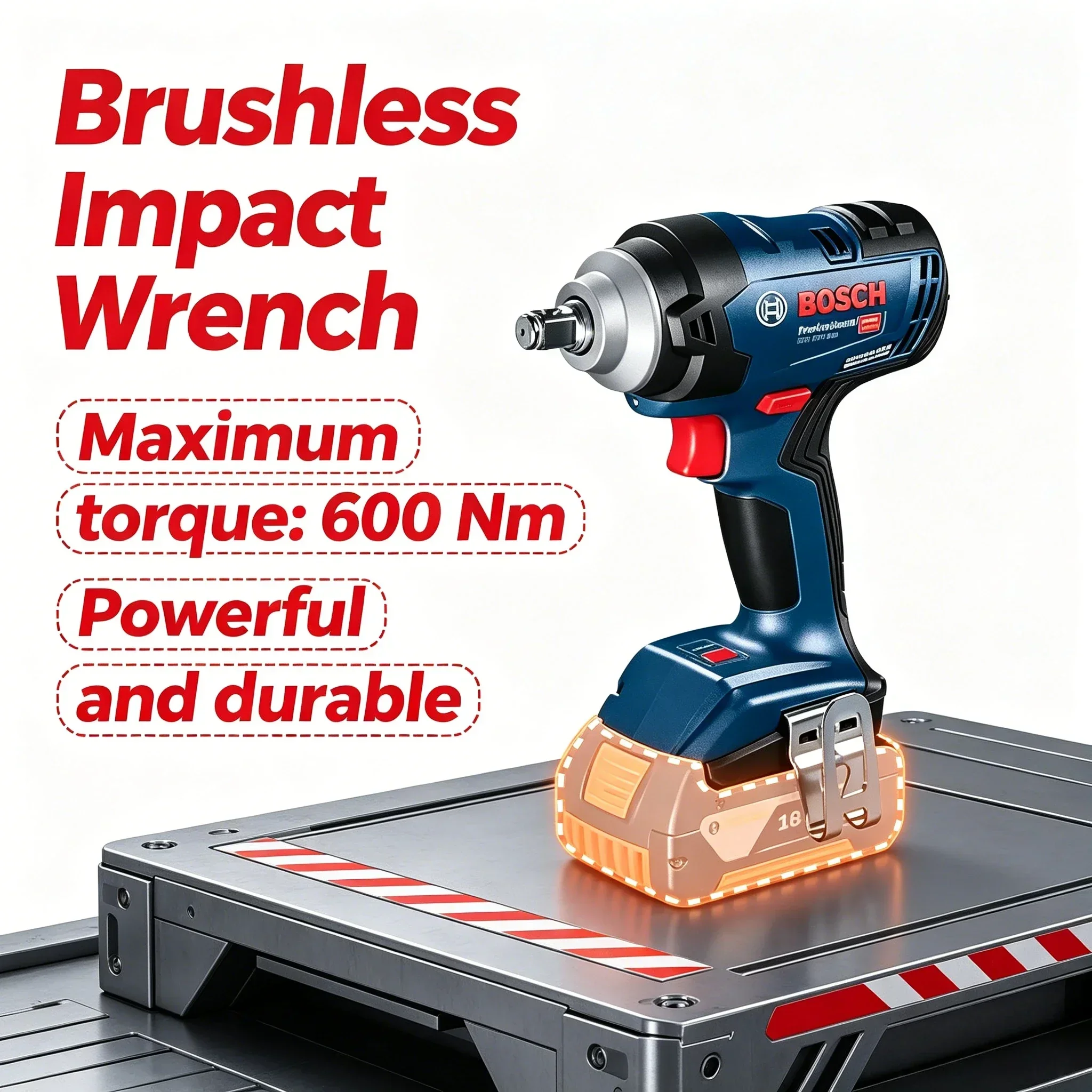 Bosch GDS18V-400 Professional Cordless Impact Wrench, 18V Lithium-Ion Handheld Power Tool