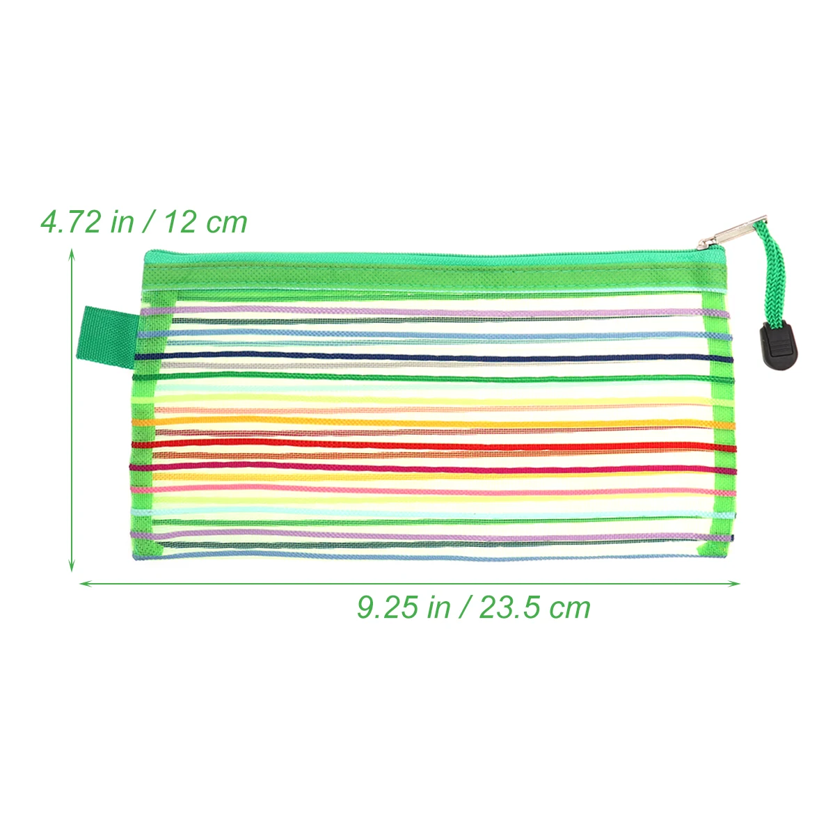 12 PCS Pencil Case Nylon Colorful Stripe Pouch Rainbow Stripes Mesh with Zipper Student