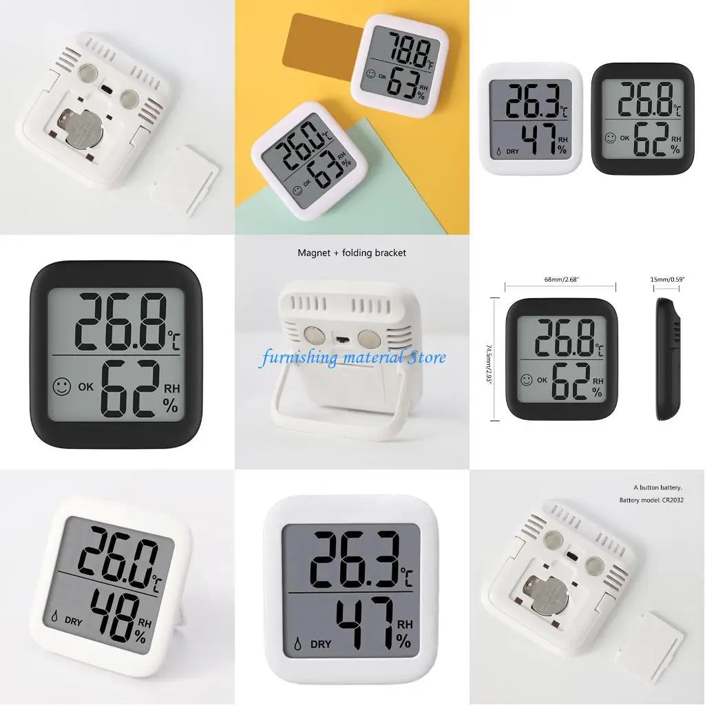 

Y5GD Indoor Thermometer Hygrometer with Built-in Battery Magnet & Foldable Bracket-