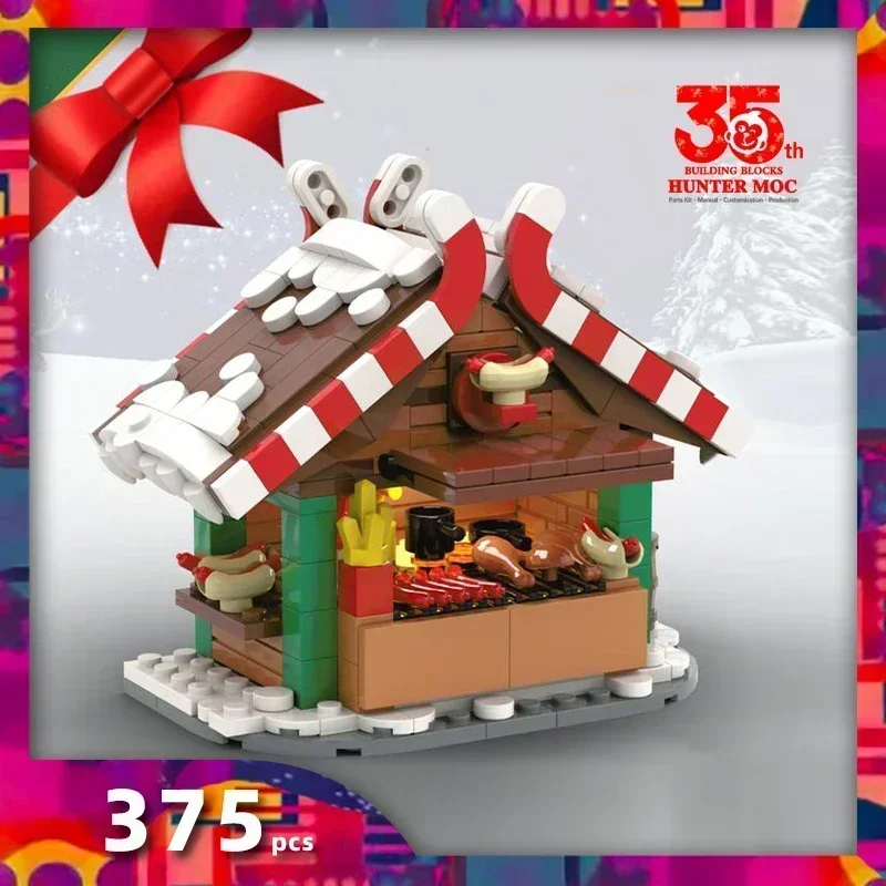 

Рождественский поезд 2025 года, моторный кирпичный домик, подарки Санта-Клауса и снежка, строительные блоки Delight