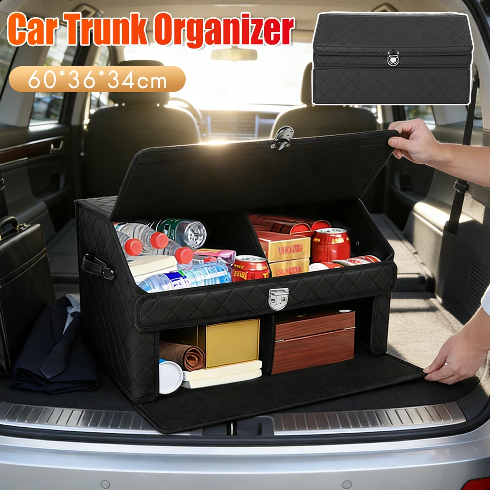 

Магнитный органайзер для багажника автомобиля из сплава с двойными регулируемыми перегородками, складной, с кожаной и войлочной подкладкой