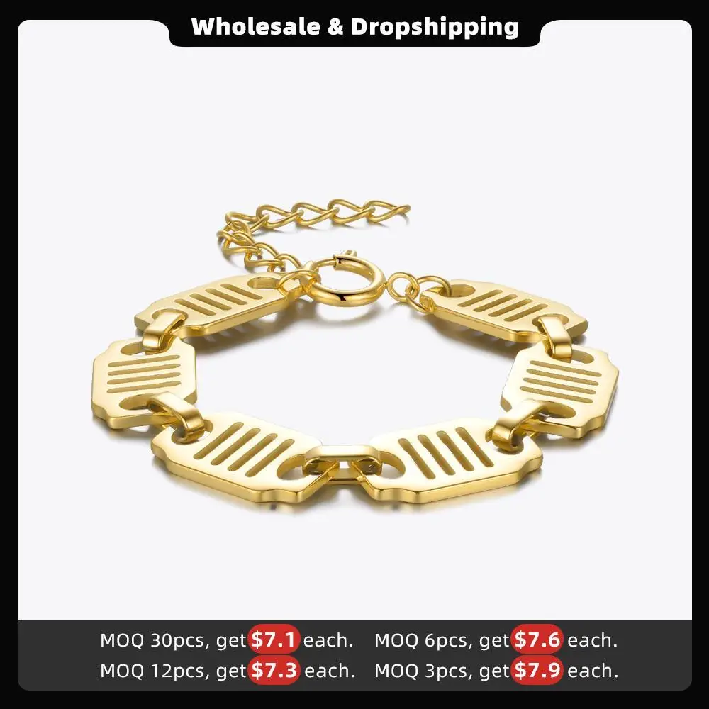 ENFASHION Punk Hang Tag Bracelet For Women Gold Color Fashion Jewelry Stainless Steel Bracelets Pulseras Mujer Friends B212262