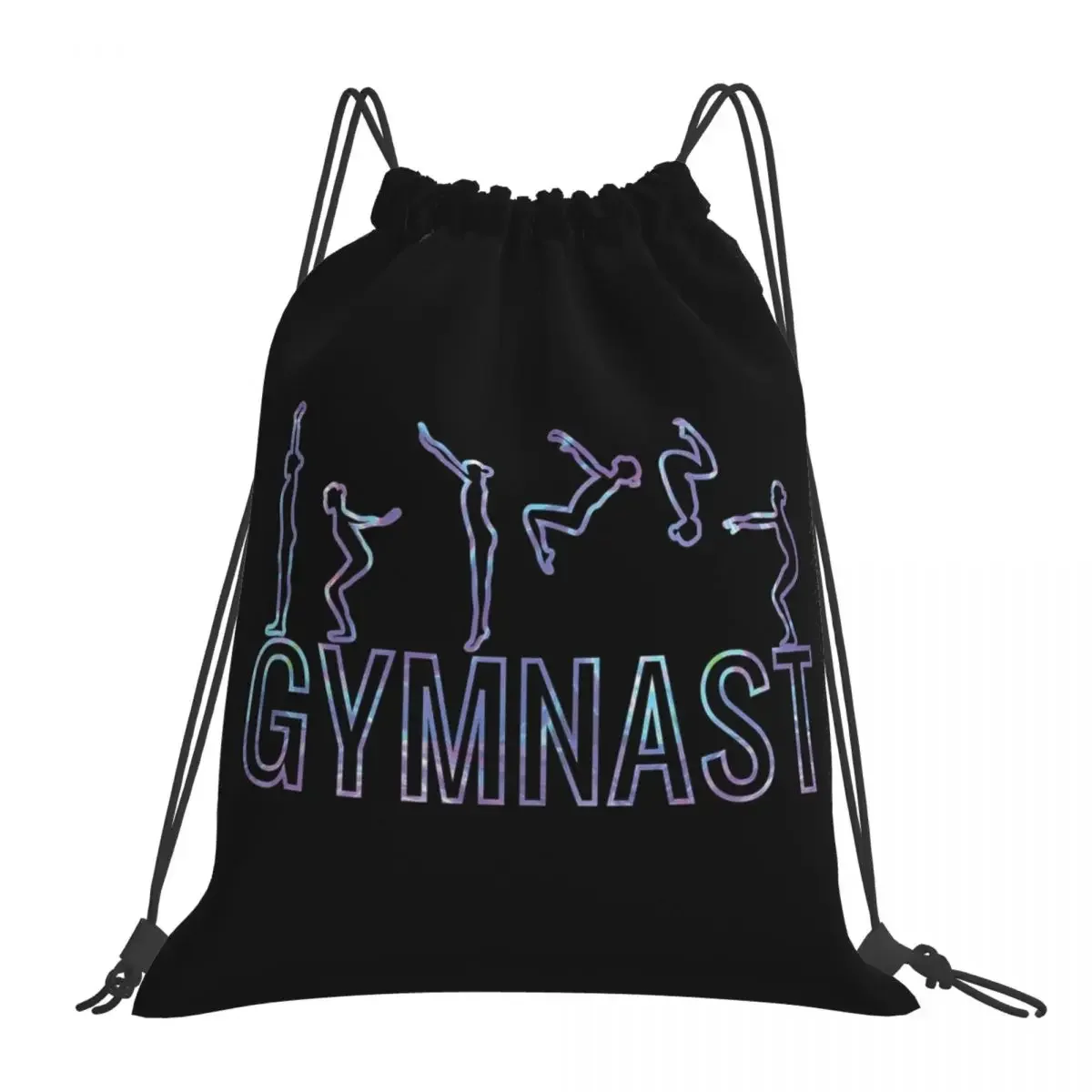 Gymnast - Holographic Backpacks Multi-function Drawstring Bags Drawstring Bundle Pocket Storage Bag BookBag For Travel School