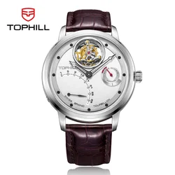 TOPHILL Tourbillon Watch for Men Automatic Movement SL5522B 43.7mm Fire Texture Dial Luxury 5Bar Waterproof Sapphire TU009G