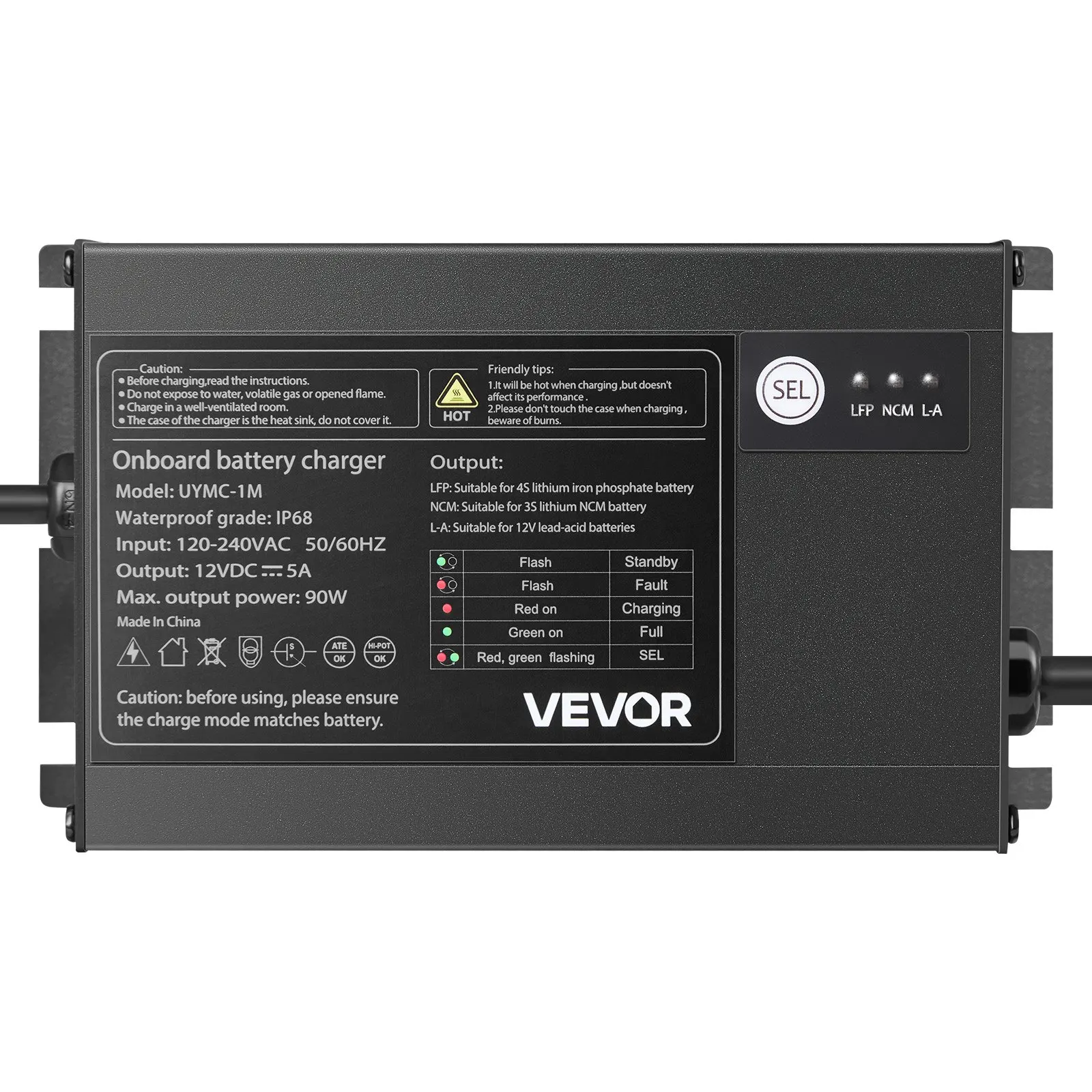 

1-Bank 5A 12V Smart Marine Battery Charger Onboard IP68 Waterproof Boat RV Yacht