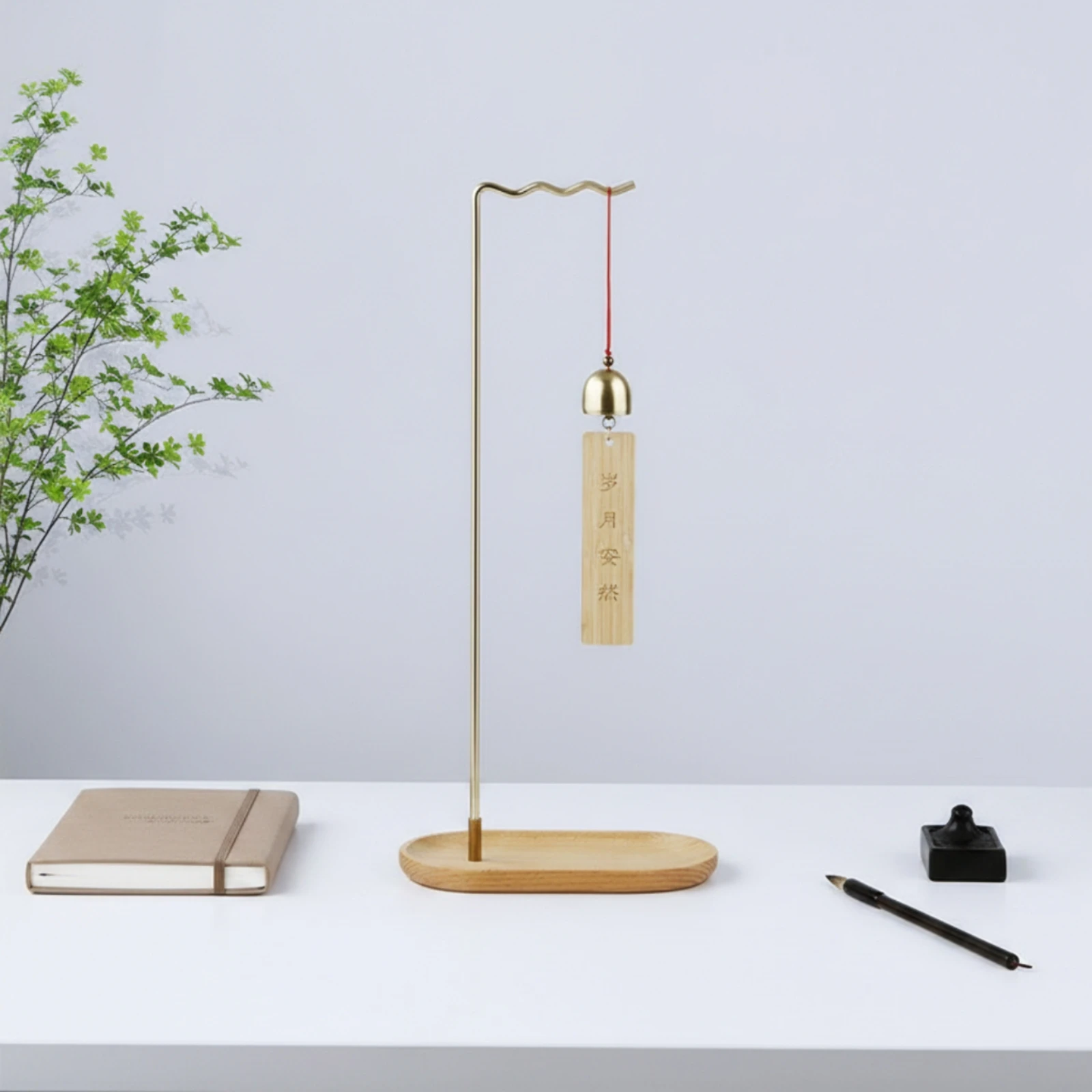Brush Hanger Stand Minimalist Brush Hanger with Wood Base Rack Upright Stable for Calligraphers, Desk, Studio