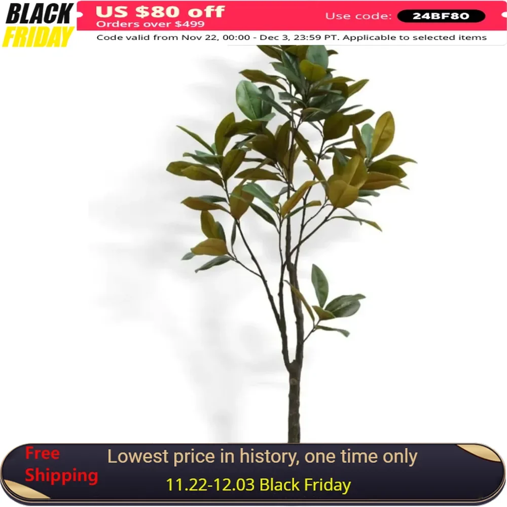 Faux Magnolia Tree,Premium Artificial Indoor Tree Stands 7'Tall with Lifelike-Leaves&Hand Painted Trunk,9.5