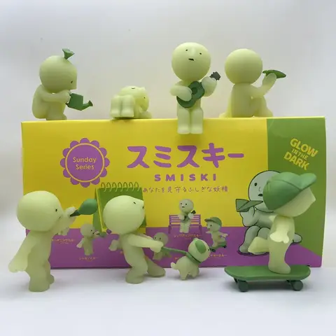 Smiski Sunday-serien Minifigur som lyser i mörkret PVC-modell Skrivbordsprydnadssamling Dekoration Födelsedag Julklappar 10 best sales figurmodell - №3