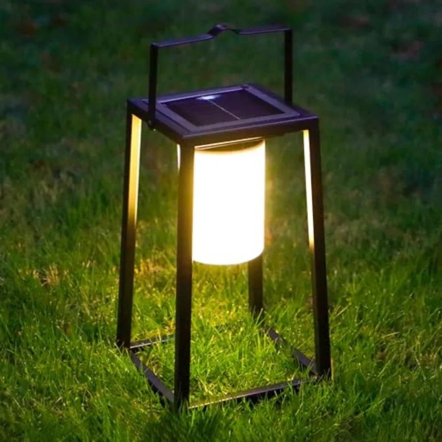 5'' High Outdoor Solar Lantern Portable Brightness LED Nightstand Lantern Metal Solar Lamp IP Waterproof Outdoor Table Lamps Co view 2