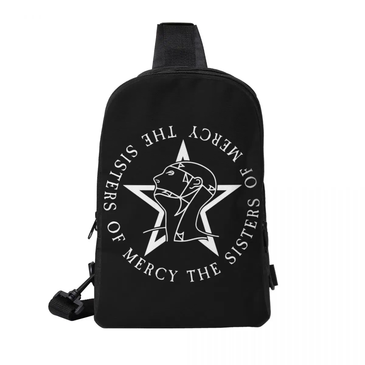 

Round Text Logo Goth The Sisters Of Mercy Chest Bag Men Sling Crossbody Backpack Chest Bag Traveling Hiking Daypack Shoulder Bag