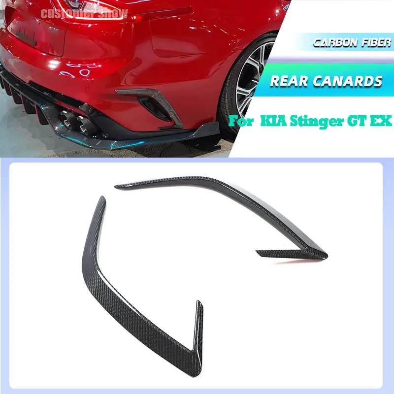 

Full Carbon Fiber Car Rear Bumper Canards for KIA Stinger GT EX Hatchback 2018-2021 Racing Rear Air Vent Trims Fins Body Kit FRP