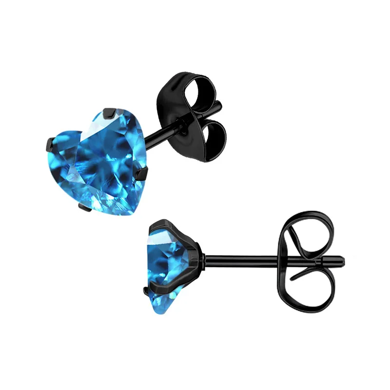 Multilaterale Zirkon-Ohrstecker für Damen und Herren, Schwarz, 316L Edelstahl mit AAA-Zirkonen – Detail 3