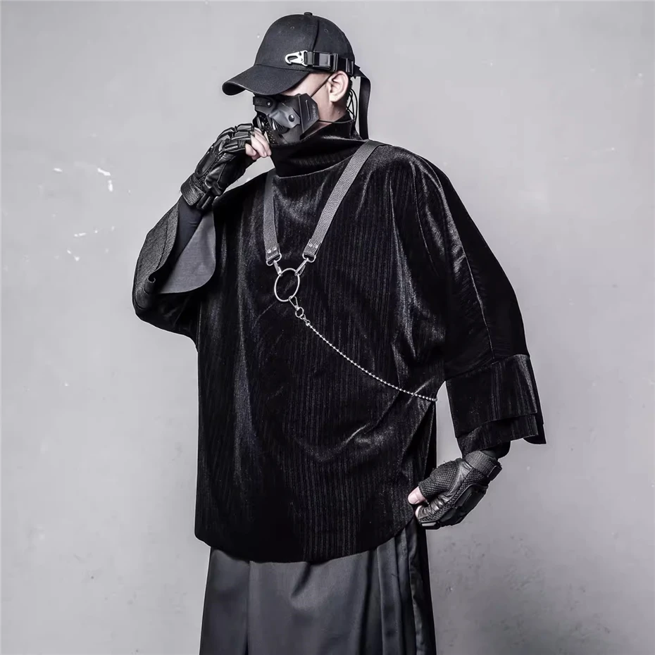 

Тактические полосатые футболки, мужские уличные футболки в стиле хип-хоп с расклешенными рукавами, большие винтажные повседневные футболки в стиле Харадзюку, три четверти