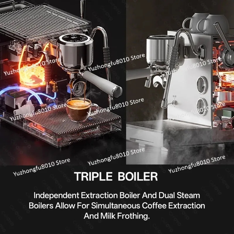 E120 Semi-automatic Espresso Machine  Pump 9Bar OPV System Dual Boiler with OLED Display for Cafe Coffee Maker 220V