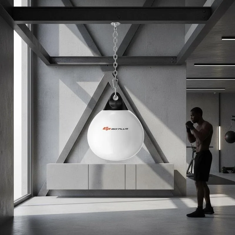 Sac de boxe robuste et rempli d'eau (18 pouces / environ) 46 cm, 110 lb / Ca. 50 Kg) Avec chaîne métallique réglable – Expédition depuis un