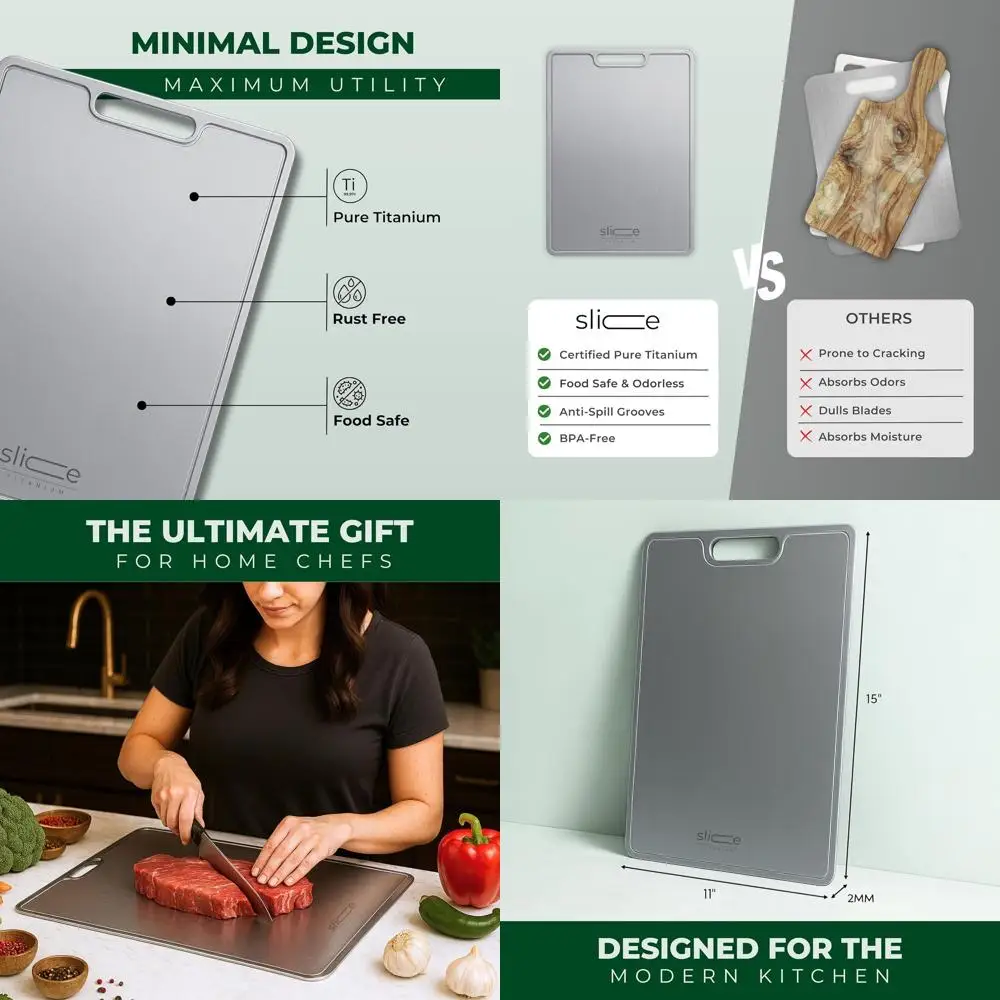 

Large 15x11 Inch Titanium Metal Cutting Board for Kitchen Use - Ideal for Meat, Vegetables, and Food Safe, Dishwasher Safe