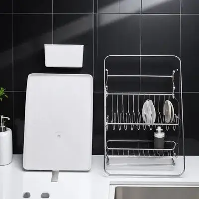 

1Set Dish Drying Rack Stainless Steel Kitchen Utensil Holder Detachable Cutlery Drainer Rack Dish Strainer for Home Countertop