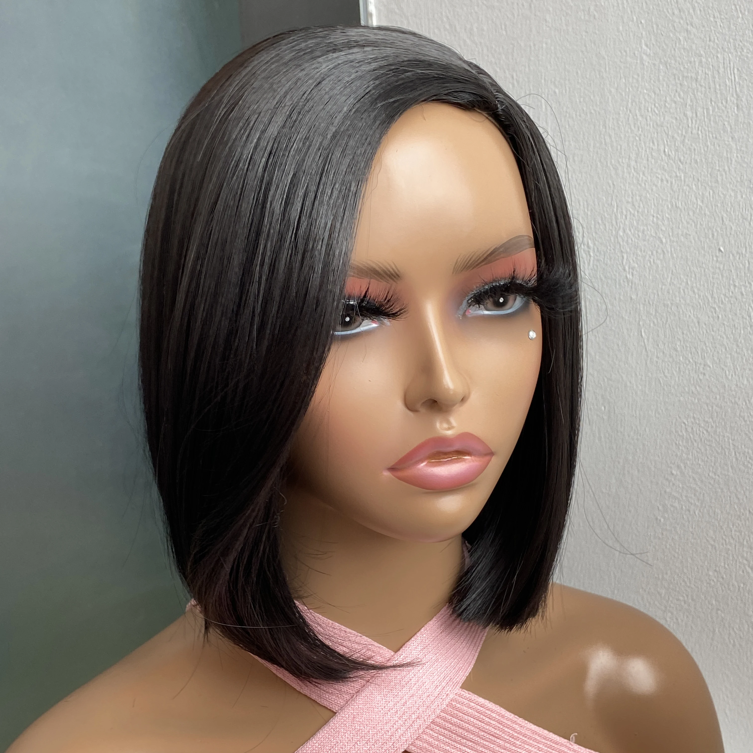 10 Inch Synthetic Short Straight Bob Black Wigs for Women Natural Hair Bob Heat Resistant