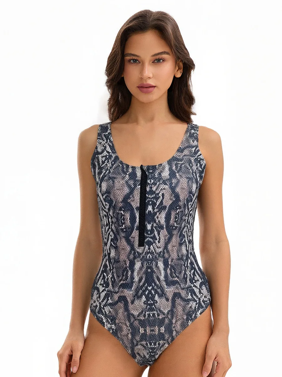 

Wild Sexy One Piece Snake Print with Deep Back Statement Monokini Summer Tank Vest Croset Bodysuit Women's Swimsuit Holiday 2026