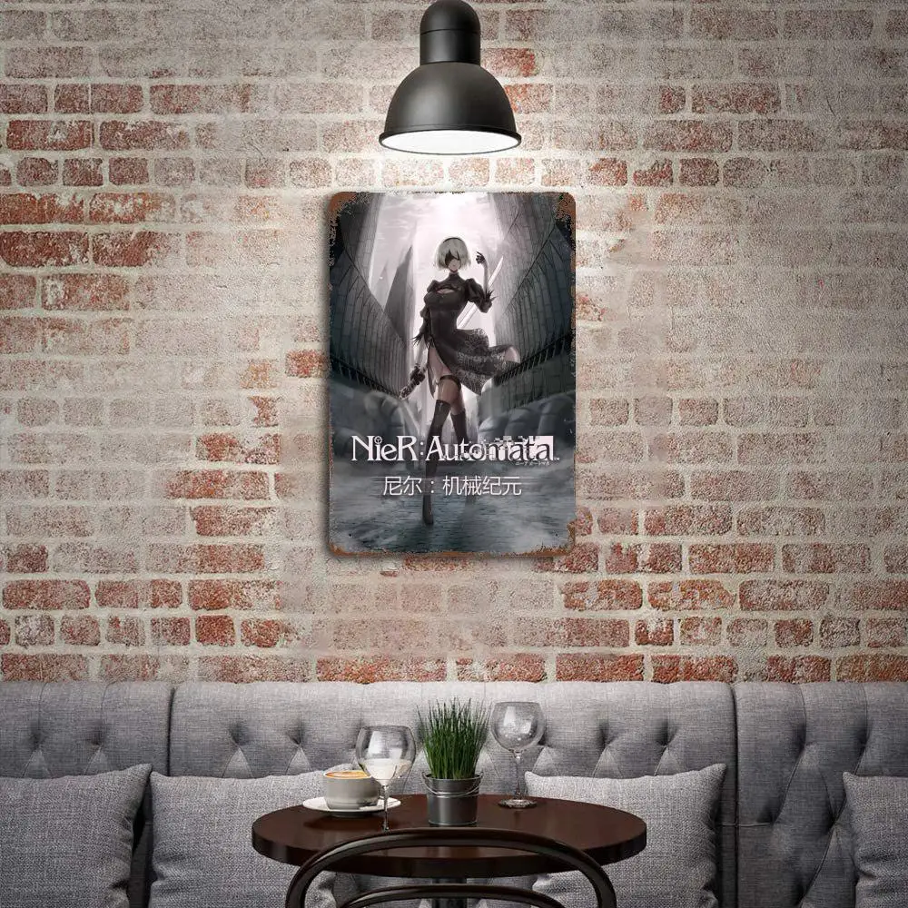 Nier Automata Replicant Game Poster Vintage Tin Sign Metal Sign Decorative Plaque for Pub Bar Man Cave Club Wall Decoration