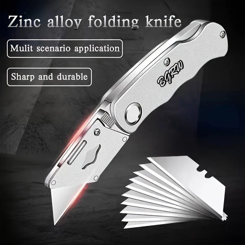 Utility Knife Heavy Duty Box Cutter All Steel Thickened Folding Electrical Knife Cable Stripping Knife Pocket Knives