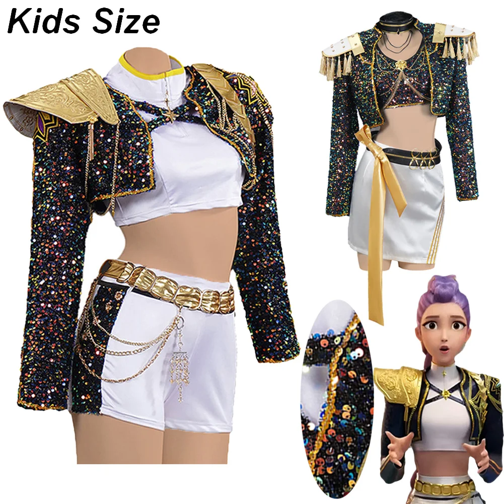 

Kids Girls Kpop Demon Hunters Rumi Zoey Mira Cosplay Fantasy Costume Disguise for Child Roleplay Outfits Halloween Carnival Suit