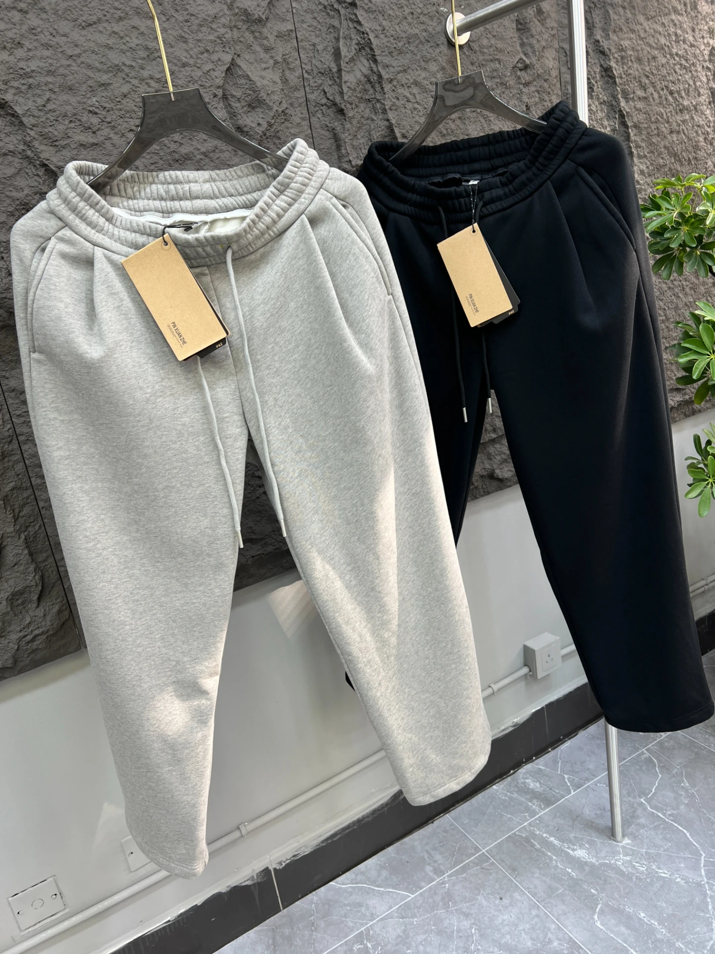 

Korean Sle Men's Thiened Fce Lined Loose Straight Leg Casual Pants 3D Tailoring Bend Knife Pants Trendy Sweatpants