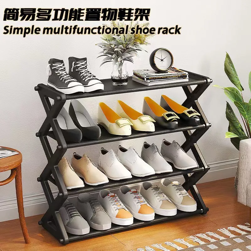 Household Simple MultiLayer Space-Saving X-Shaped Shoe Rack Dust-proof Storage shelf Multi-purpose For Student Dormitory Doorway