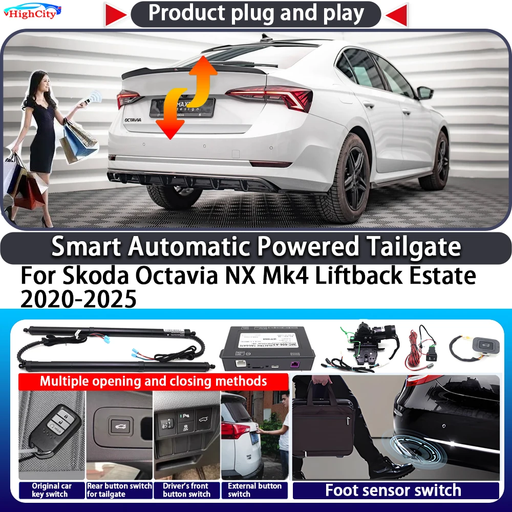 

For Skoda Octavia NX Mk4 Liftback Estate 2020-2025 Smart Automatic Powered Tailgate Key Lift Close Kit Electric Power Tailgate