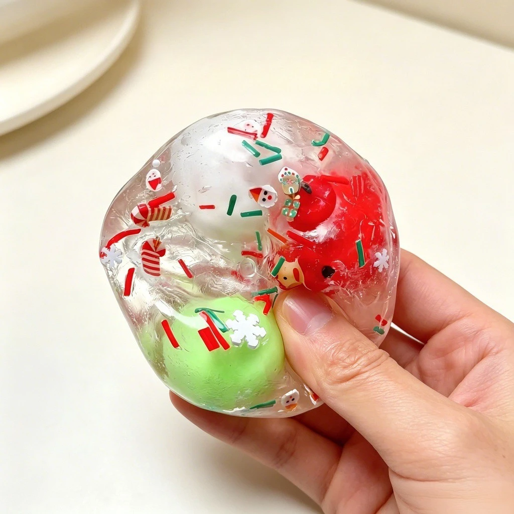 Christmas Squishy Handmade Ball Crispy Squishy Ball Cracking Wax Crunchy Shatter Stress Ball ASMR Anti Stress Relief Fidget Toys image 4