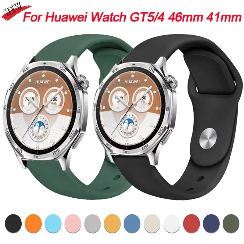 

18mm 20mm 22mm Silicone Band for Huawei Watch GT5 Pro 46mm 42mm/GT3 GT2e Breathable wristband for Huawei Watch GT5/4 41mm Strap
