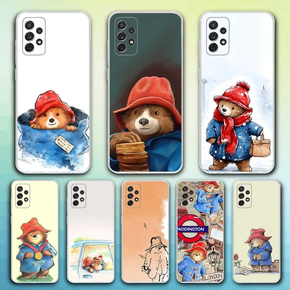 

P-Paddington Cute Bear Phone Case For Samsung S30,23,21,22,20, FE lite,S10,9,8,7 PIus Note20ultra Soft Transparent