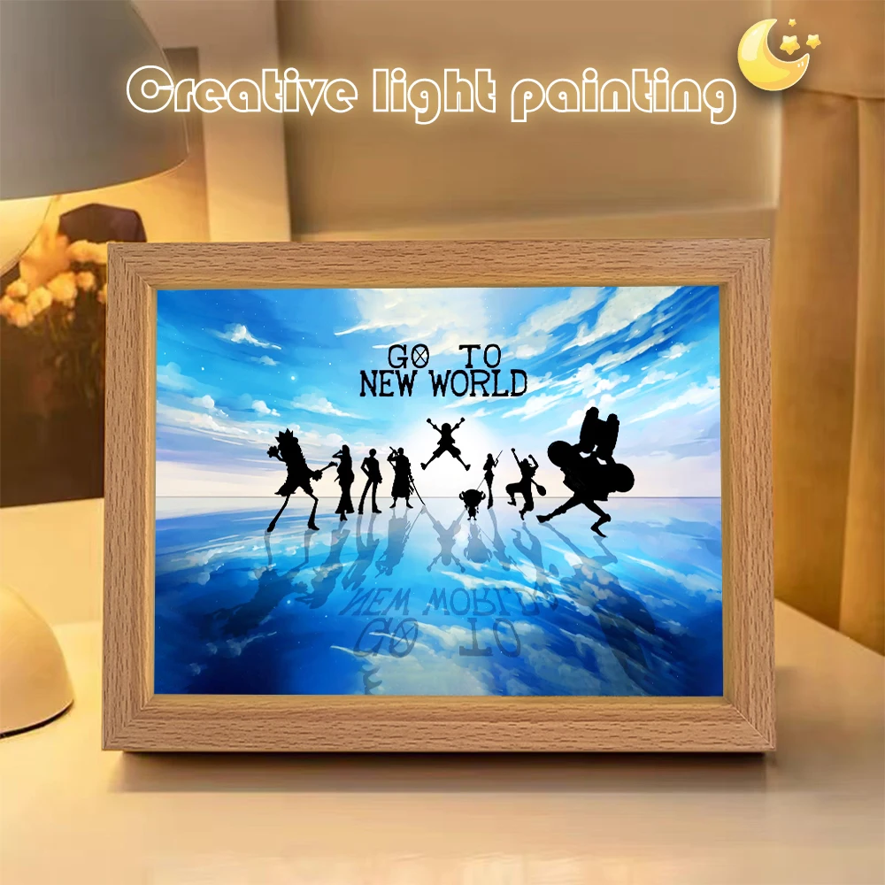 

Цельный Луффи Зоро светодиодный светильник фоторамка аниме персонаж украшение для спальни Рождественский подарок