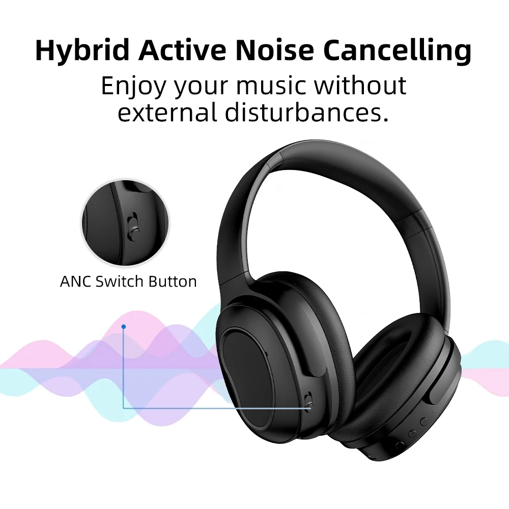 Garyway H1+Hi-Res Wireless Noise Cancelling Headphones -43dB ANC,LDAC Codec,49hrs Playtime Lightweight Bluetooth Headset