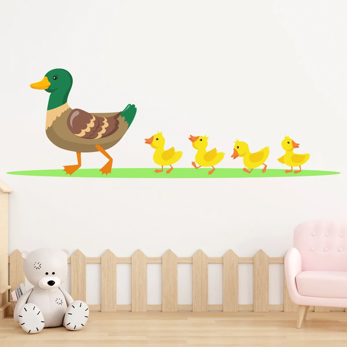 1Pc Cartoon Ducklings Follow Mother Duck Wall Stickers for Kids Baby Room Decor for Children\'s Home Decoration Wall Decals