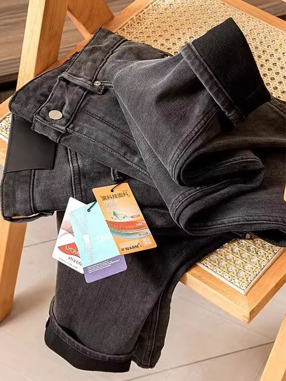 

Мужские джинсовые брюки Bla Soul High Luxury: утепленные флисом, осенне-зимние, ветрозащитные, теплые, эластичные, облегающие, универсальные, модные