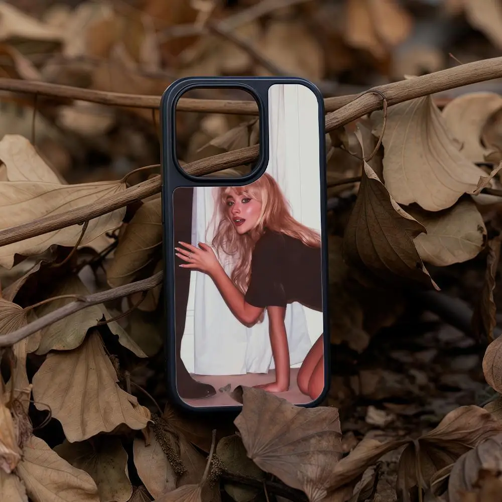 

S-Sabrina Carpenter Mans Best Friend Phone Case For iPhone 17 16 15 14 Pro Max Plus Black Frame Acrylic Carbon Fiber Hard Shell
