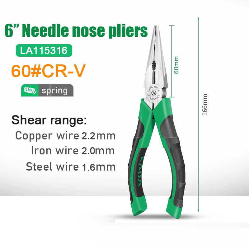 LAOA Wire Cutter Pliers CR-V Pliers Kits Long Nose Nippers Diagonal Pliers with Spring Cable Wire Side Cutting Pliers Tools