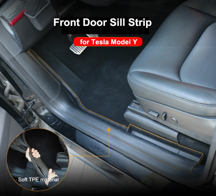 4 STKS Instaplijsten Protector Compatibel voor Tesla Model 3 Highland 2024/voor Nieuwe Model 3 , Voordeur Achter Welkom Ingang Pedaal Drempel Strip Pedaal Kick Bescherming Trim Cover Plaat Guard Kit
