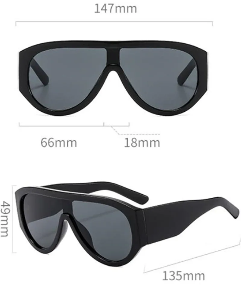 Modische Unisex-Sonnenbrille mit Froschspiegel, UV-Schutz, Übergroßer Rahmen, Breite Bügel, Sonnenbrille Google – Detail 1