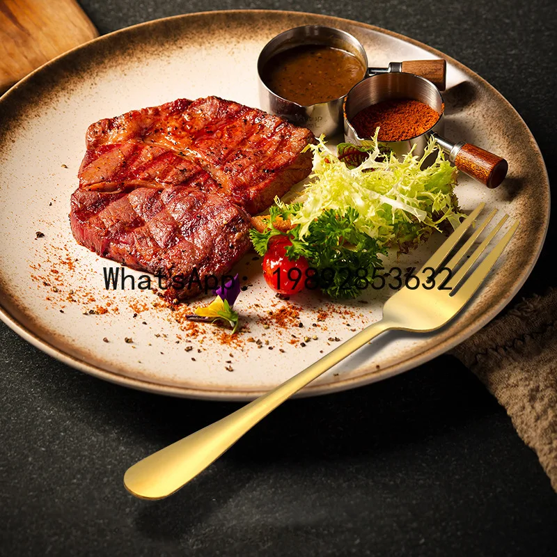 

stainless steel cutlery 24-piece set - hotel grade western , steak knife, fork, spoon, gold box gift set