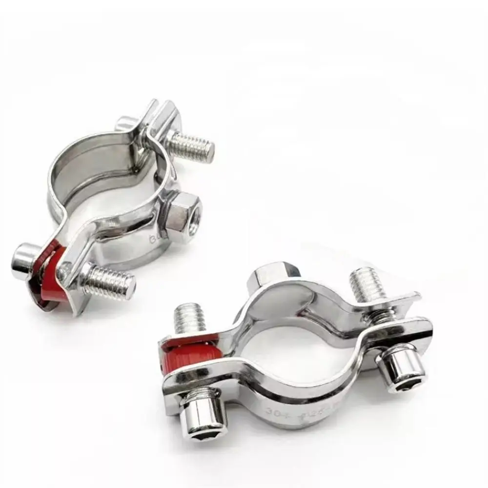 1Pcs OD 8-325mm Stainless Steel Pipe Bracket 304 Stainless Steel M8 Nut Pipe Clamp U-Shaped Adjustable Water Pipe Clamp