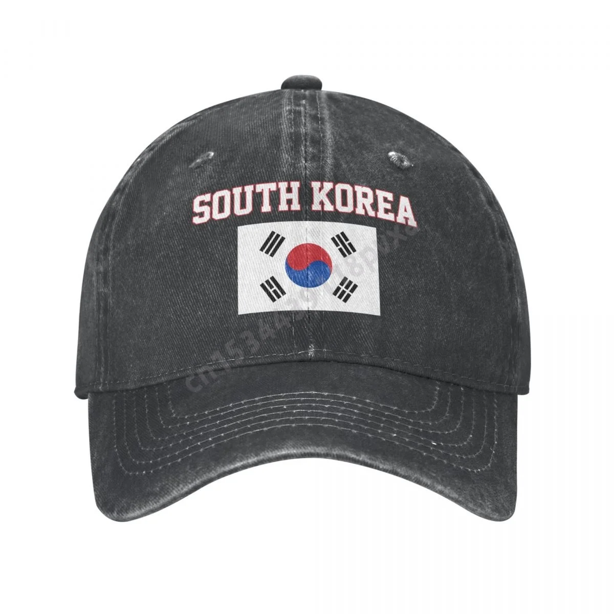 Unisex Adult South Korea Flag South Korean Charcoal Washed Denim Baseball Cap Men Classic Vintage Cotton Dad Trucker Hat