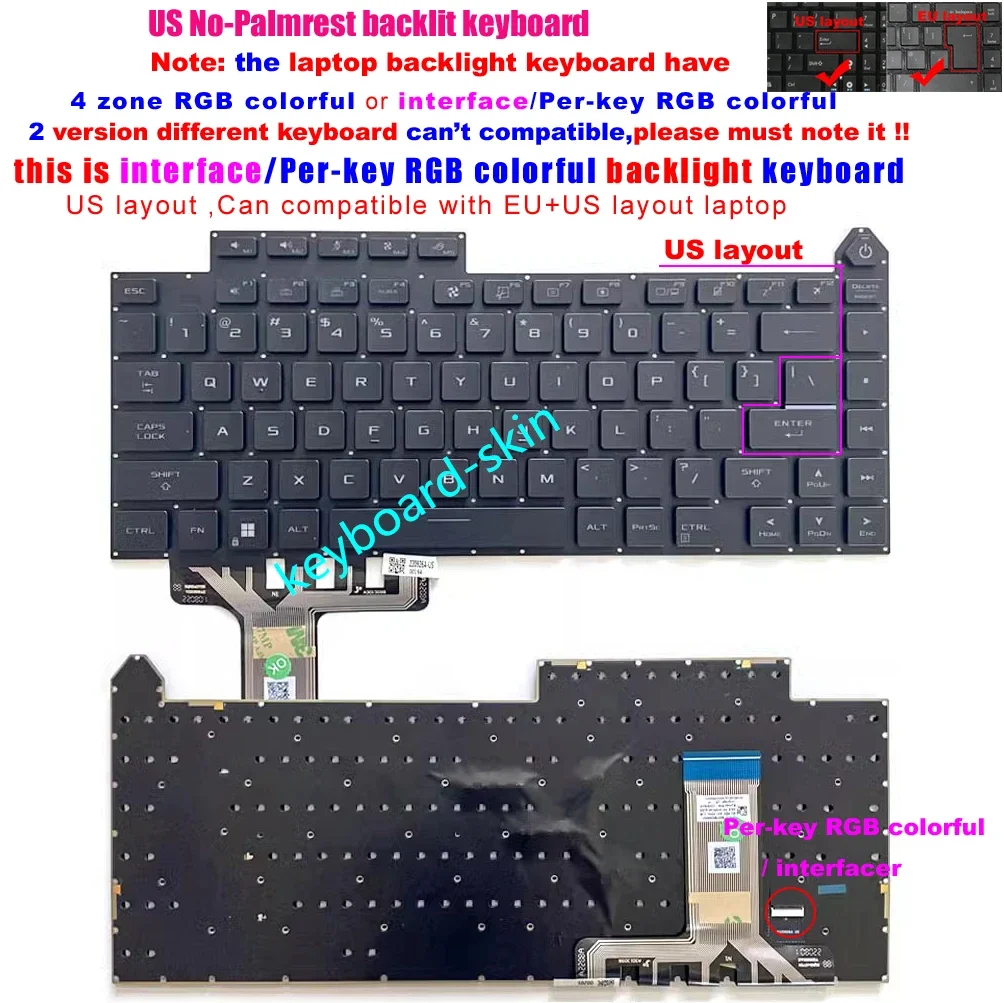 

New interface US Backlit Keyboard For ASUS ROG G16 G614 G614J G614JVR G614JIR G614JZR G634 G634J G634JZ G634JZR G634JY G634JYR