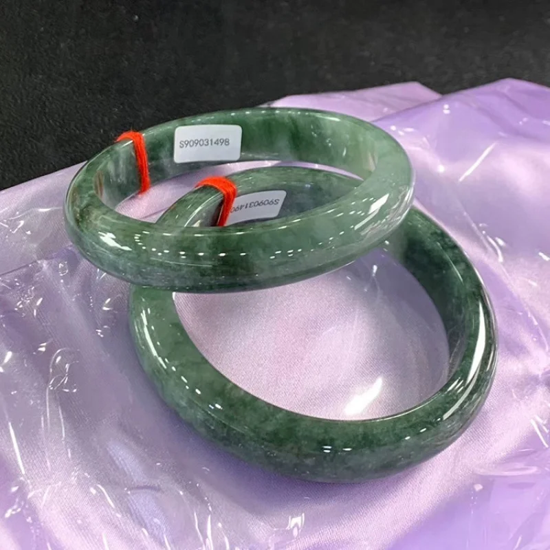 

Natural a-Level Female Ice Glutinous Floating Green Positive Circle Bracelets Myanmar Jade Bracelet